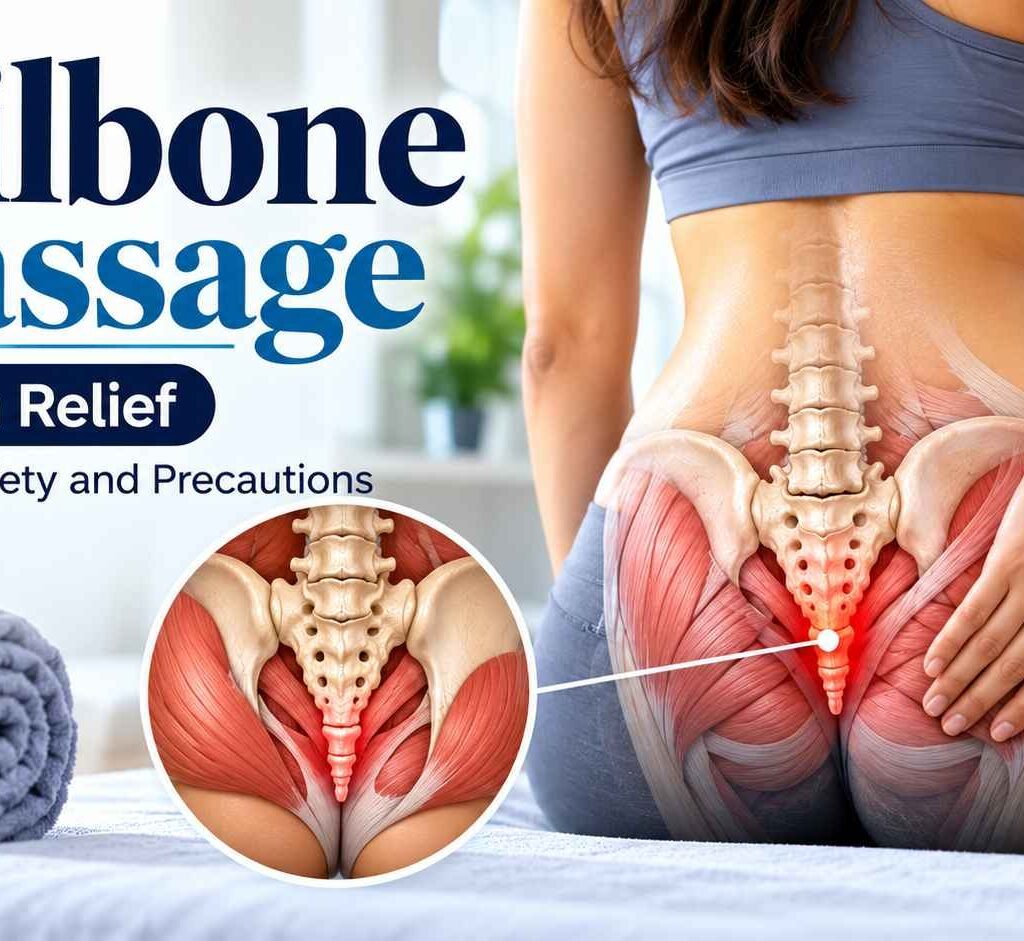 Tailbone massage for pain relief showing coccyx anatomy and surrounding muscles