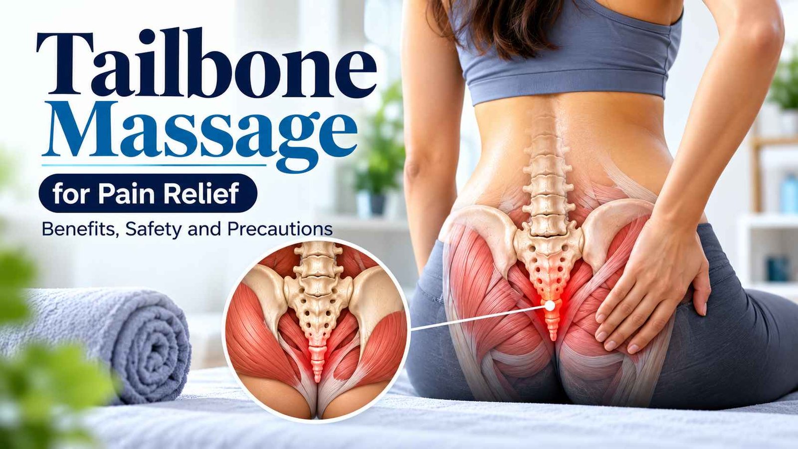 Tailbone massage for pain relief showing coccyx anatomy and surrounding muscles